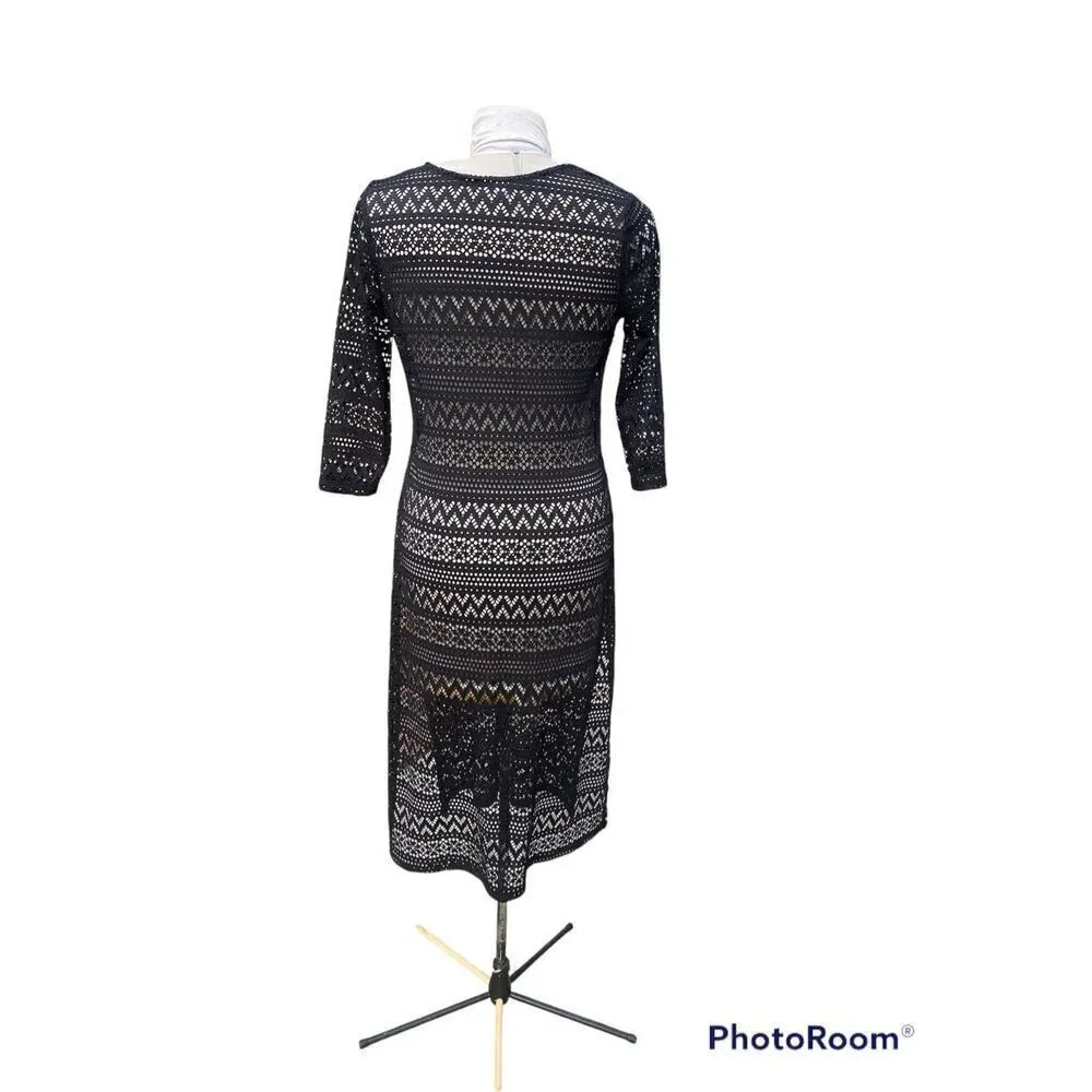 Black Lacer Swim Suite Cover-Up Sz. S by Cato Vacation Beach